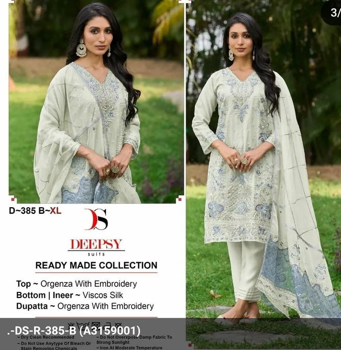 Deepsy D 385 A To D Organza Pakistani Suits Wholesale Price In Surat